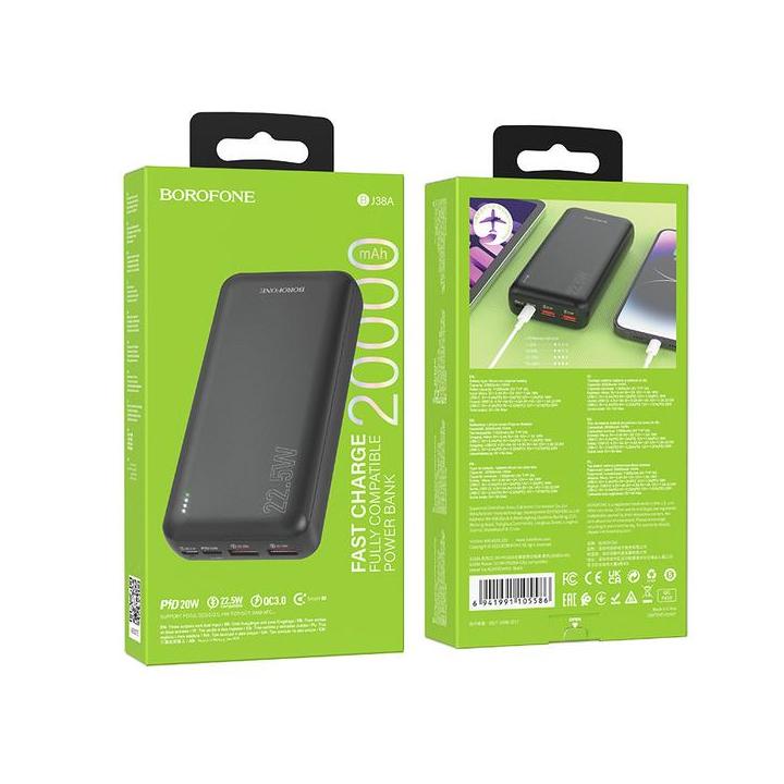 Фото Повербанк 20000mAh Borofone BJ38A Power быстрая зарядка 22.5W + PD20W  - Магазин MASMART