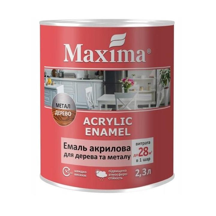 Фото Эмаль акриловая Maxima для дерева и металла шелковисто-матовая капучино 0,75л - Магазин MASMART