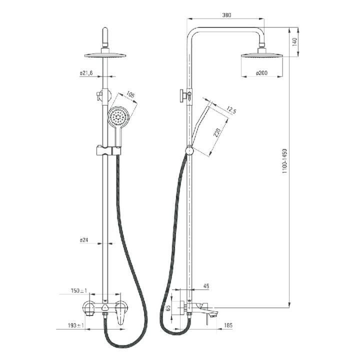 Фото Душова система Deante Coriander NAC 01JM зі змішувачем  - Магазин MASMART