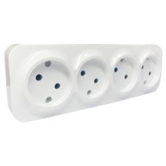 Фото Розетка четырехместная без заземления AWM DARA белая  - Магазин MASMART