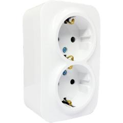 Фото Розетка подвійна із заземленням AWM DARA біла  - Магазин MASMART