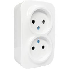 Фото Розетка подвійна без заземлення AWM DARA біла  - Магазин MASMART