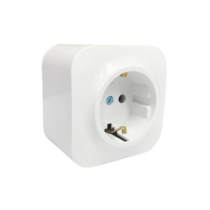 Фото Розетка одинарная с заземлением AWM DARA белая - Магазин MASMART