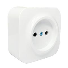 Фото Розетка одинарна без заземлення AWM DARA біла  - Магазин MASMART