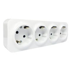 Фото Розетка чотиримісна із заземленням AWM DARA біла  - Магазин MASMART