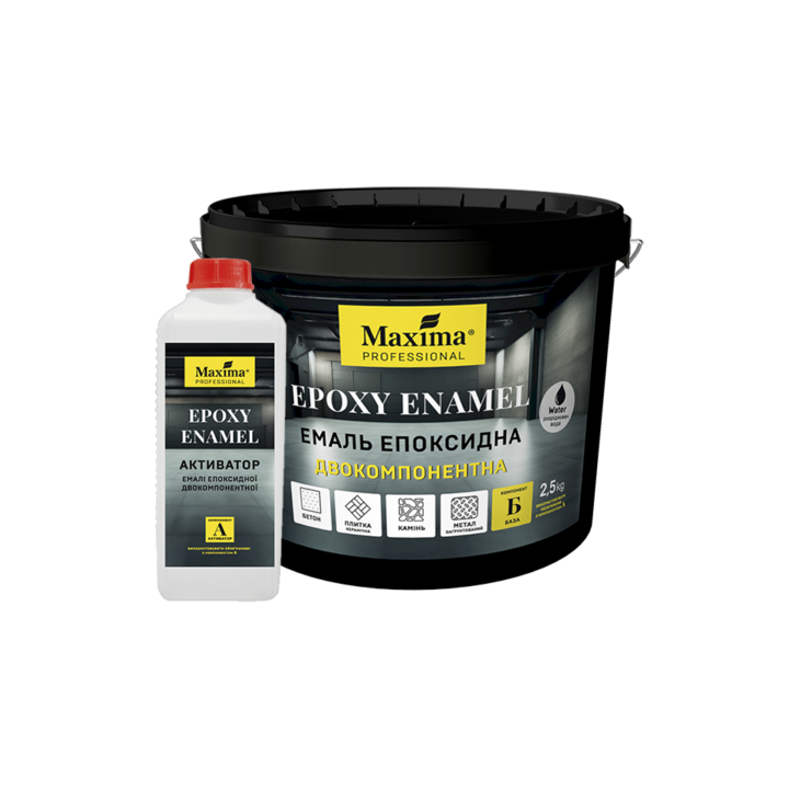 Фото Емаль епоксидна Maxima Professional Epoxy Enamel двокомпонентна (емаль 2,5 кг + активатор 0,5 кг) сіра - Магазин MASMART