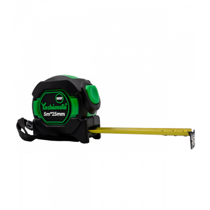 Фото Рулетка 5м/25мм Yoshimoto Magnet PRO автофіксатор, нейлонове покриття, магніт (Y24-130)  - Магазин MASMART