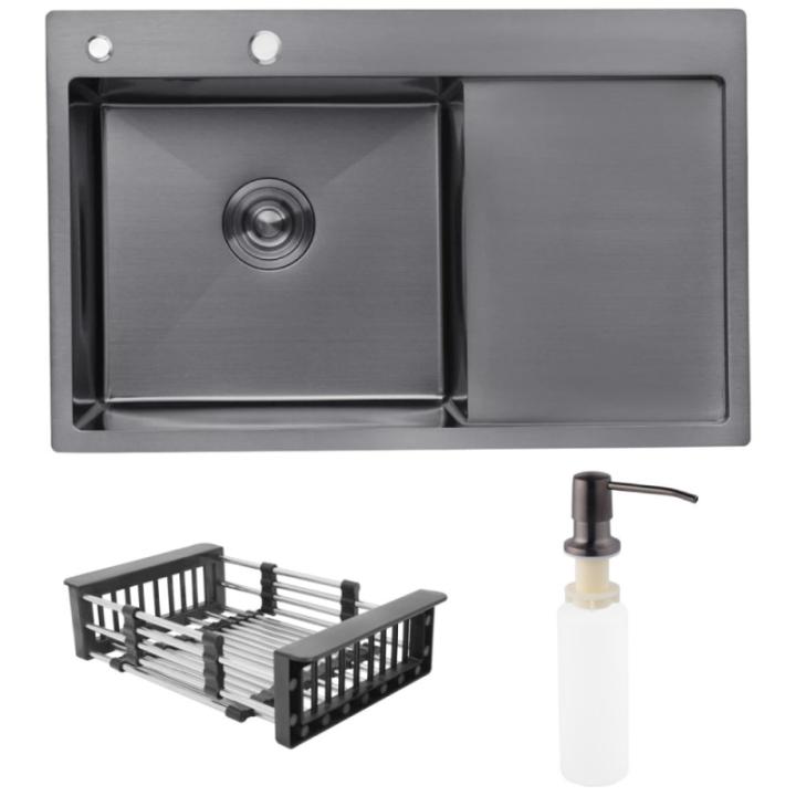 Фото Кухонна мийка Kroner KRP PVD Schwarze - 7849LHM  - Магазин MASMART