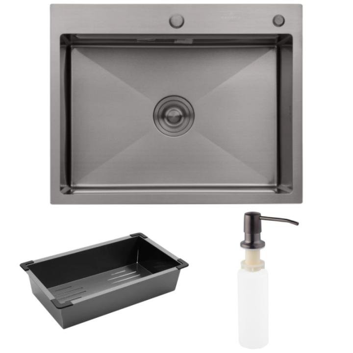 Фото Кухонная мойка Kroner KRP PVD Schwarze-6350HM  - Магазин MASMART