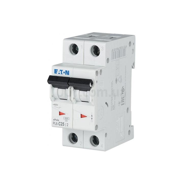 Фото Автоматичний вимикач 2P PL6 25А С 6кА Eaton (Moeller) - Магазин MASMART