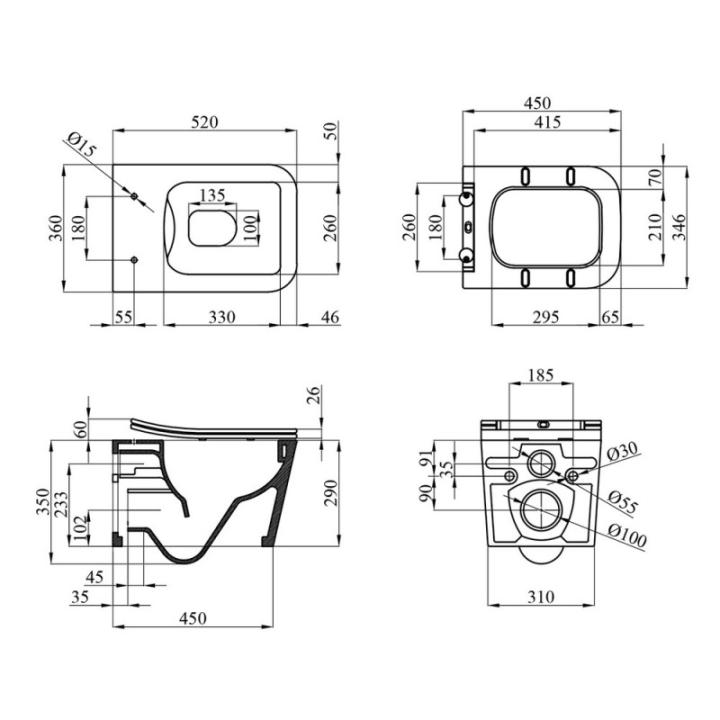 Фото Унитаз подвесной Kroner Eifel WHI523629 RIMLESS безобедочный с сиденьем (KE523629WHIR)  - Магазин MASMART