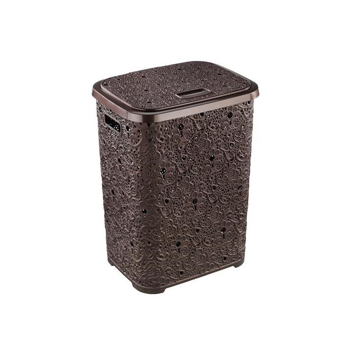 Фото Корзина для белья Ажур 67л коричневая - Магазин MASMART