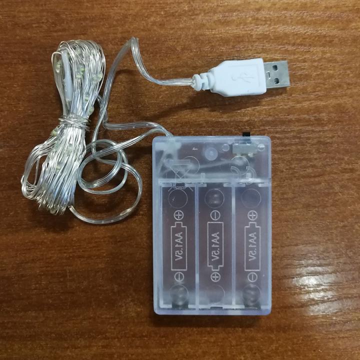 Фото Гирлянда LED 5м капли росы на батарейках и USB 100LED белая  - Магазин MASMART