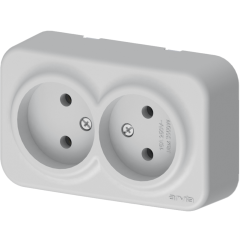 Фото Розетка подвійна без заземлення Arvia Aria білий  - Магазин MASMART