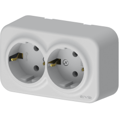 Фото Розетка подвійна із заземленням Arvia Aria білий  - Магазин MASMART
