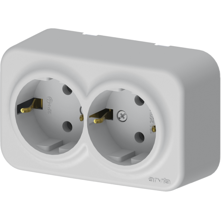 Фото Розетка двойная с заземлением Arvia Aria белый - Магазин MASMART