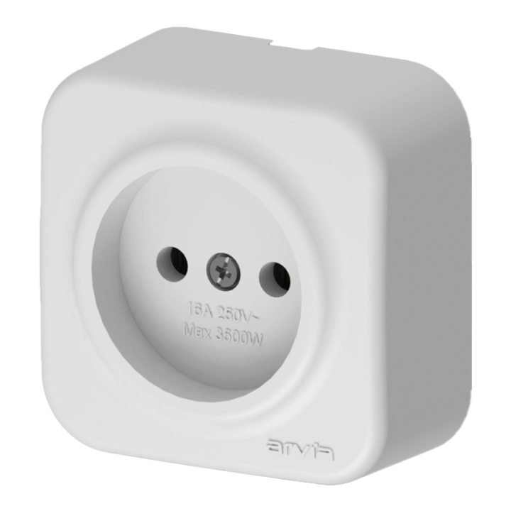 Фото Розетка одинарная без заземления Arvia Aria белый - Магазин MASMART