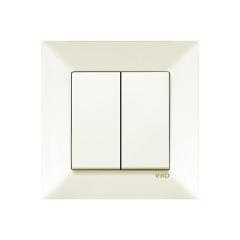 Фото Выключатель двухклавишный VIKO Meridian крем  - Магазин MASMART