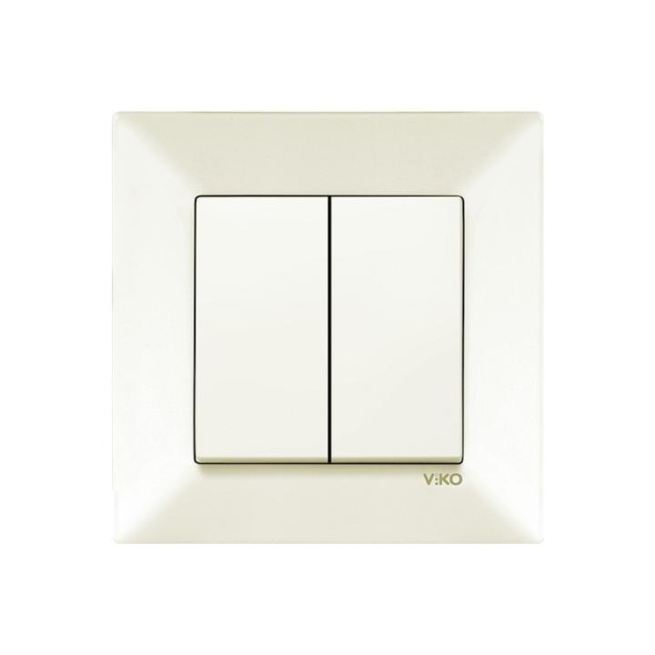 Фото Выключатель двухклавишный VIKO Meridian крем - Магазин MASMART