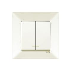 Фото Выключатель двухклавишный с подсветкой VIKO Meridian крем  - Магазин MASMART