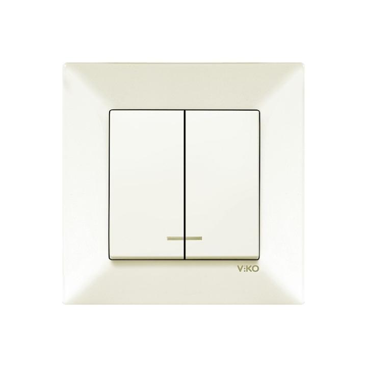 Фото Вимикач двоклавішний з підсвіткою VIKO Meridian крем - Магазин MASMART