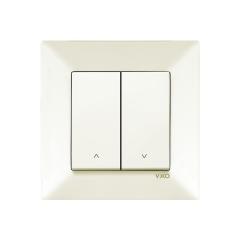 Фото Выключатель двухклавишный проходной VIKO Meridian крем  - Магазин MASMART