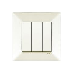 Фото Выключатель трехклавишный VIKO Meridian крем  - Магазин MASMART