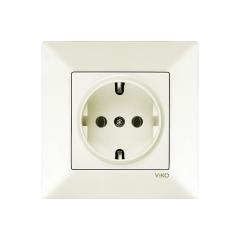 Фото Розетка с заземлением VIKO Meridian крем  - Магазин MASMART
