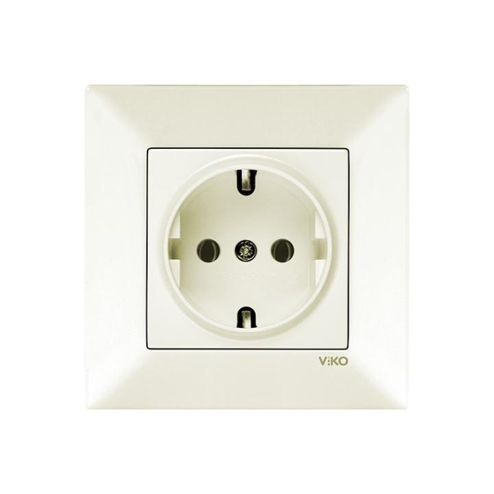 Фото Розетка с заземлением VIKO Meridian крем - Магазин MASMART