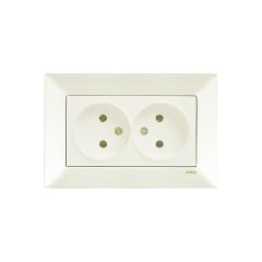 Фото Розетка двойная без заземления VIKO Meridian крем  - Магазин MASMART