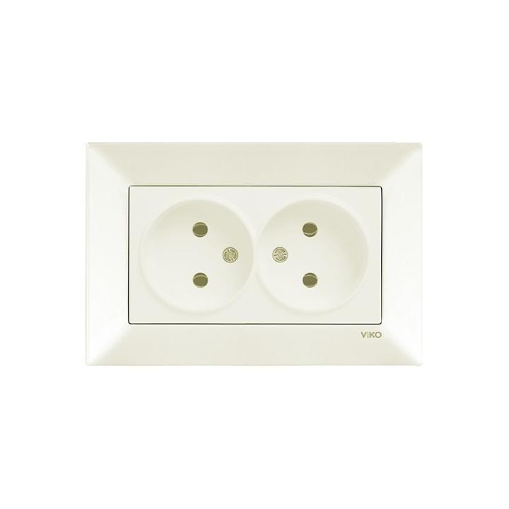 Фото Розетка подвійна без заземлення VIKO Meridian крем - Магазин MASMART