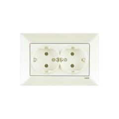 Фото Розетка подвійна із заземленням VIKO Meridian крем  - Магазин MASMART