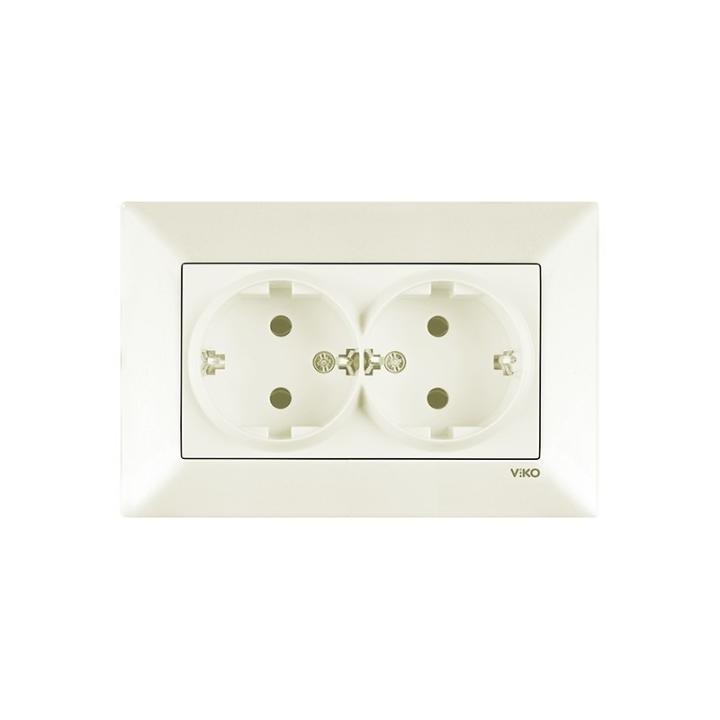 Фото Розетка двойная с заземлением VIKO Meridian крем - Магазин MASMART