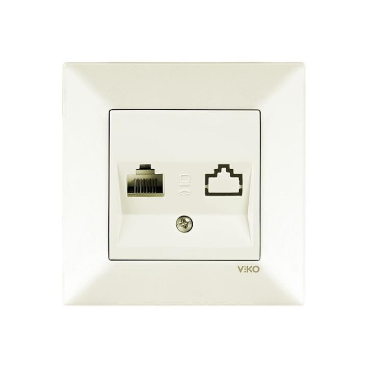 Фото Розетка комп'ютерна VIKO Meridian крем (90970232-WH) - Магазин MASMART