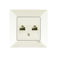 Фото Розетка компьютерная двойная VIKO Meridian крем...  - Магазин MASMART