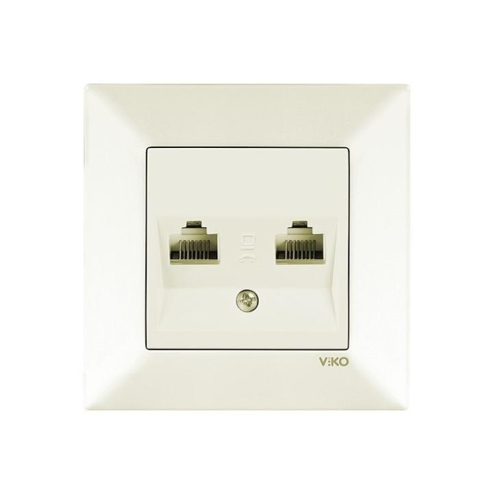 Фото Розетка комп'ютерна подвійна VIKO Meridian крем (90970234-WH) - Магазин MASMART