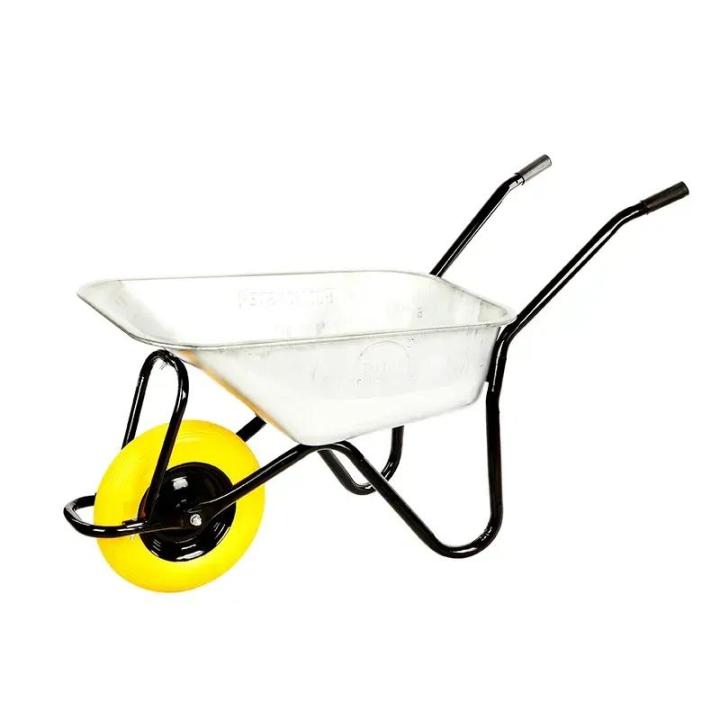 Фото Тачка BudMonster строительная 1-колесная куз.оцин. 85л, черная рама, 200кг, колесо ПУ 4х8 (01-005) - Магазин MASMART