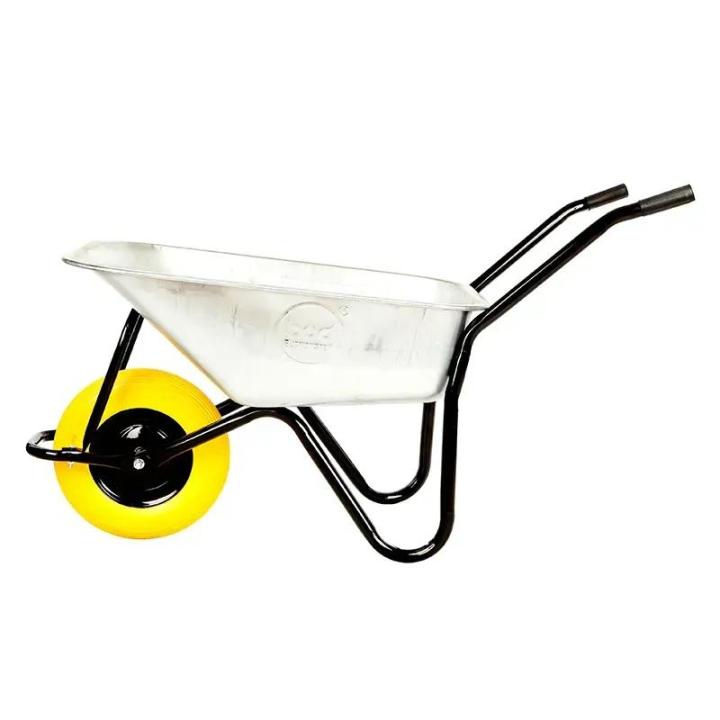 Фото Тачка BudMonster строительная 1-колесная куз.оцин. 85л, черная рама, 200кг, колесо ПУ 4х8 (01-005)  - Магазин MASMART