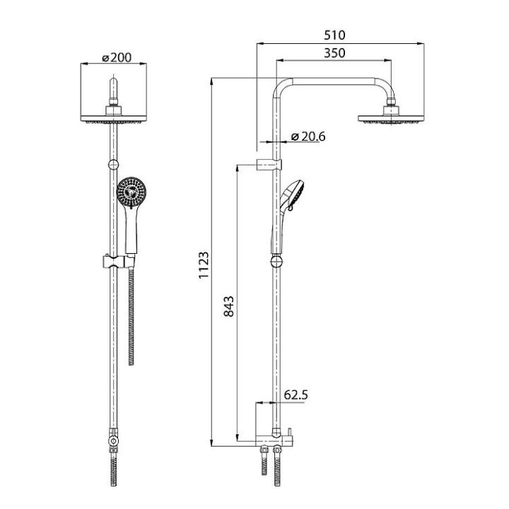 Фото Душевая система Koller Pool Round RNSD200  хром  - Магазин MASMART