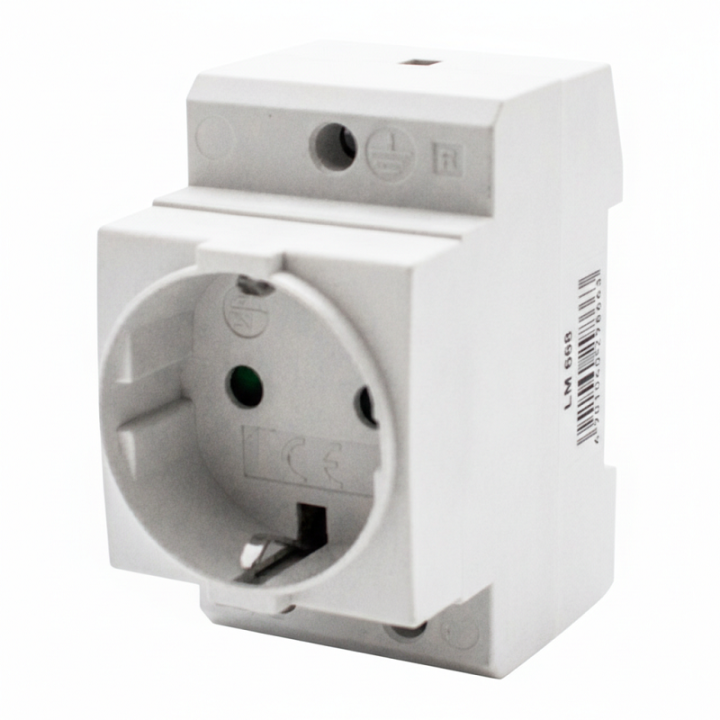 Фото Модульная розетка Lemanso на DIN-рейку с заземлением 16А LM688 - Магазин MASMART