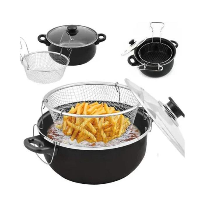 Фото Кастрюля-фритюрница HotChef 2,6л со стеклянной крышкой 24см (5245-24FP)  - Магазин MASMART