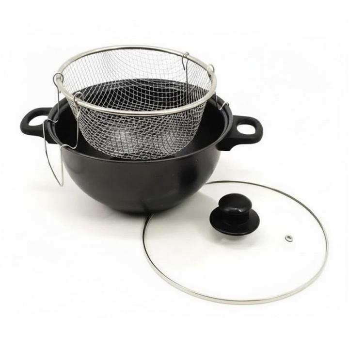 Фото Кастрюля-фритюрница HotChef 2,6л со стеклянной крышкой 24см (5245-24FP) - Магазин MASMART