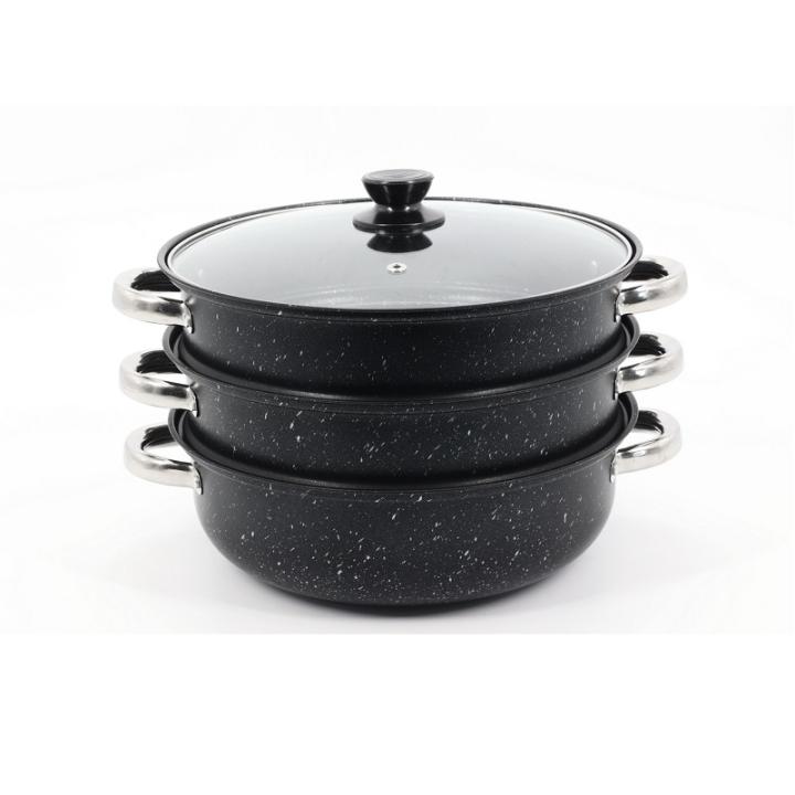 Фото Кастрюля-пароварка с крышкой 3-уровневая A-PLUS 28см (2068) - Магазин MASMART