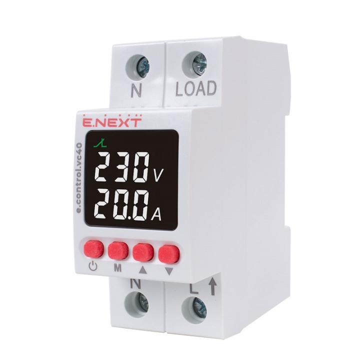 Фото Реле контролю напруги та струму однофазне 40А з індикацією E.Next e.control.v40 p0690029 - Магазин MASMART