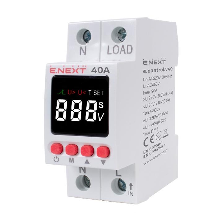 Фото Реле контролю напруги однофазне 40А з індикацією E.Next e.control.vс40 p0690032 - Магазин MASMART