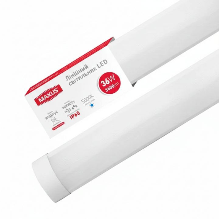 Фото Світильник лінійний LED Maxus Batten Light 36W 5000K IP65 1-MBT-3650-PC - Магазин MASMART