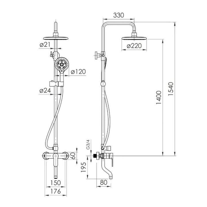 Фото Душевая система Imprese Modus t030B08210SR  - Магазин MASMART