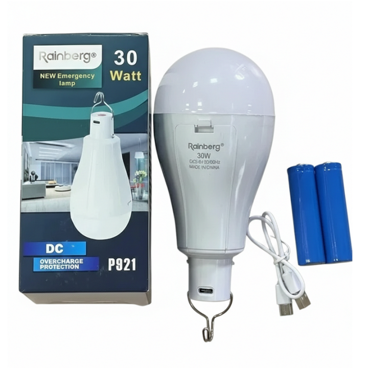 Фото Лампа аккумуляторная LED Emergency Rainberg 30W E27 с крючком  - Магазин MASMART