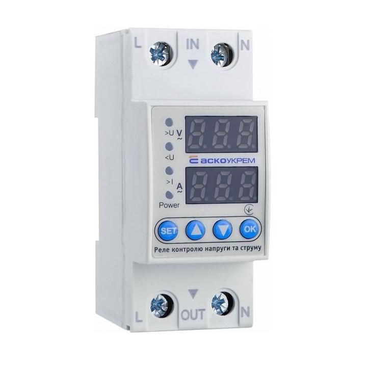 Фото Реле контролю напруги та струму однофазне Аско RKV 63А 2P - Магазин MASMART