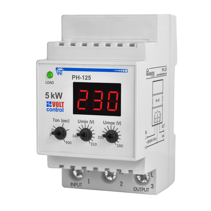 Фото Реле напруги однофазне Новатек РН-125 25А - Магазин MASMART